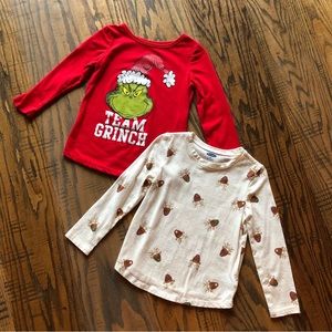 3T Toddler Girl Christmas Shirts Grinch and Reindeer